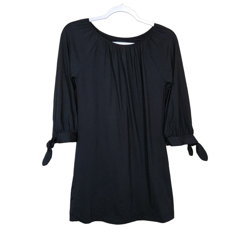 Nicole Miller Girls Kids Black Dress Shift Tie Sleeves Size 12